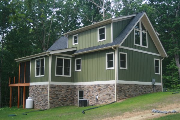 Green semi wooden house