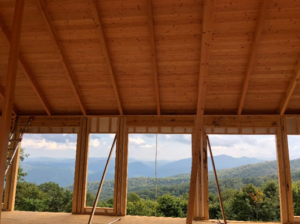  photo of unfinished Logangate timber frame homes in WV from interior of home